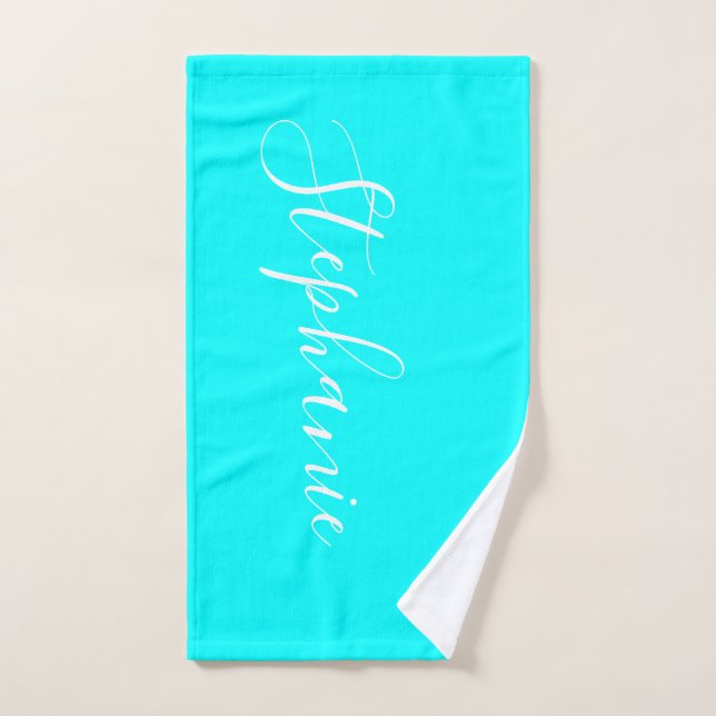 Ocean Aqua personalised monogram workout towel (Hand Towel)