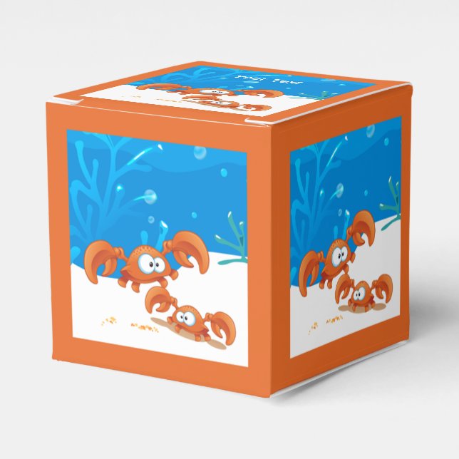 Ocean Aquatic Cute Crab Party Favour Box (Front Side)