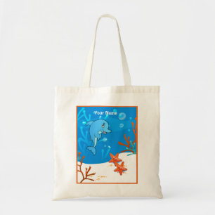 Ocean Aquatic Cute Dolphin Starfish Custom Tote Bag