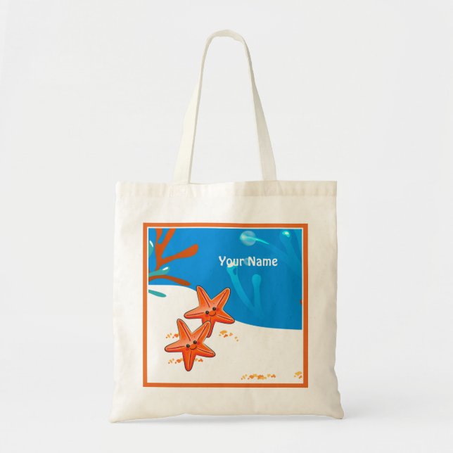 Ocean Aquatic Cute Starfish Custom Tote Bag (Front)