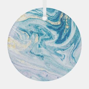 Ocean Art: Marble Agate Swirls. Glass Tree Decoration