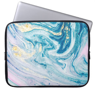 Ocean Art: Marble Agate Swirls. Laptop Sleeve