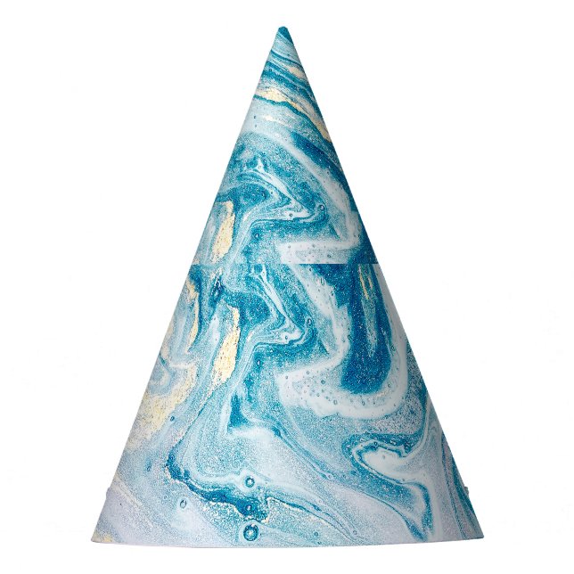 Ocean Art: Marble Agate Swirls. Party Hat (Front)