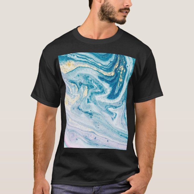 Ocean Art: Marble Agate Swirls. T-Shirt (Front)
