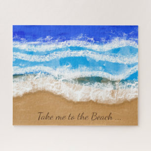Ocean Art, White Foamy Waves on a Sandy Beach   Jigsaw Puzzle