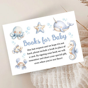 Ocean Baby Shower Boy Dusty Blue Books For Baby Enclosure Card