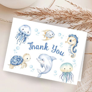 Ocean Baby Shower Boy Folded Thank You Card