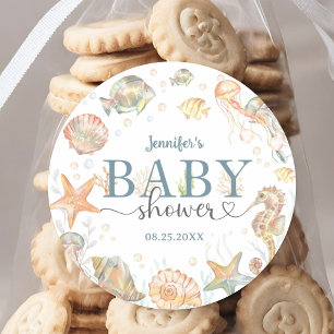 Ocean Baby Shower Gender Neutral Under The Sea  Classic Round Sticker