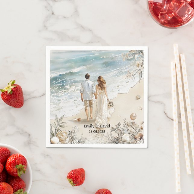 Ocean Background Wedding Couple  Napkin (Insitu)