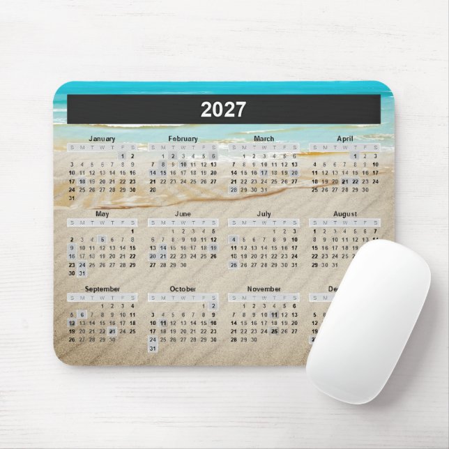 Ocean Beach 2027 Calendar  Mouse Mat (With Mouse)