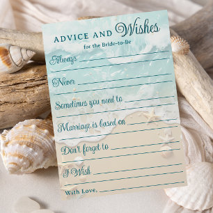 Ocean Beach Advice and Wishes Bridal Shower Game Invitation
