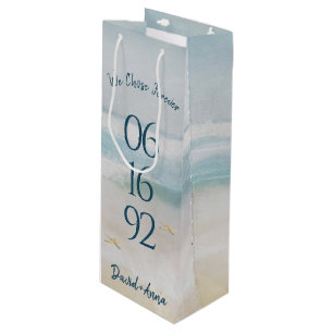 Ocean Beach Anniversa Wedding Date Wine Gift Bag