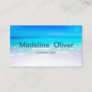 Ocean Beach Aqua Blue Sea Travel  Modern Business Card