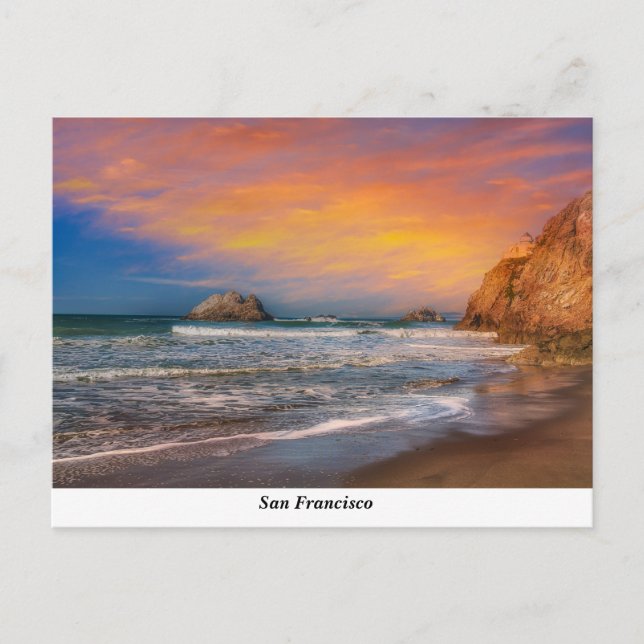 Ocean Beach at Sunset Postcard (Front)