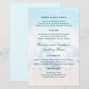 Ocean Beach Background Wedding Menu Template