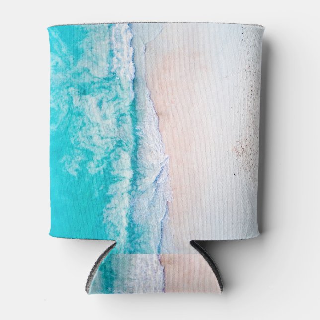 Ocean beach, beautiful landscape, travel theme. can cooler (Front)