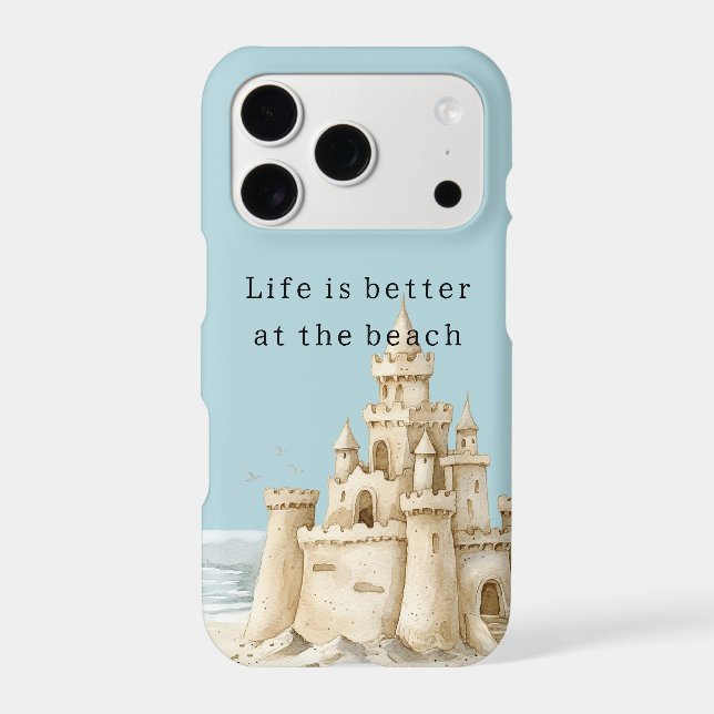 Ocean Beach Birds Blue Sky Cream Sand Castle (Back)