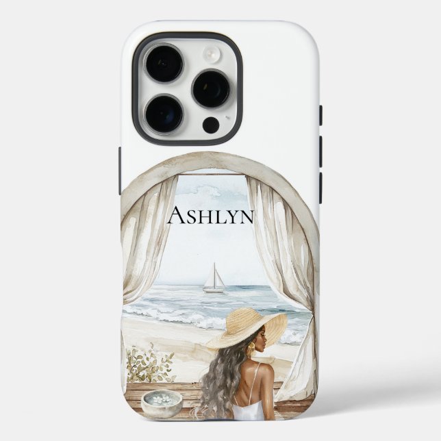 Ocean Beach Black Woman  Case-Mate iPhone Case (Back)