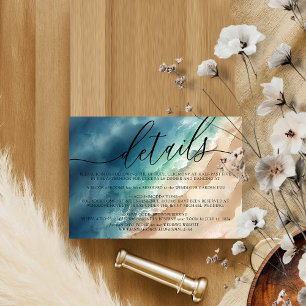 Ocean Beach Blue Watercolor Elegant Calligraph RSVP Card