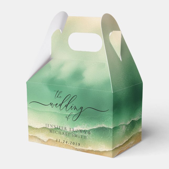 Ocean Beach Blue Watercolor Summer Sun Favour Box (Front Side)