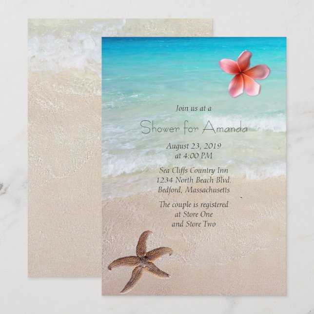 Ocean Beach Bridal Shower Party Invitation (Front/Back)