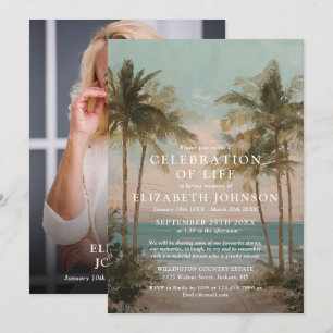 Ocean Beach Celebration of Life Funeral Photo Invitation