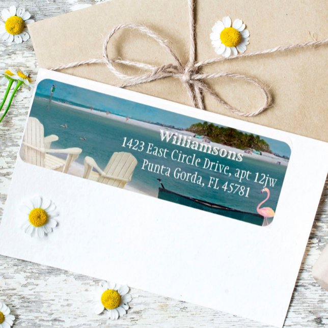 Ocean Beach Chairs Seascape Return Address Label (Creator Uploaded)