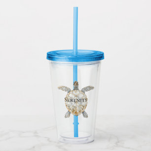 Ocean Beach Coast Sea Turtle Acrylic Tumbler