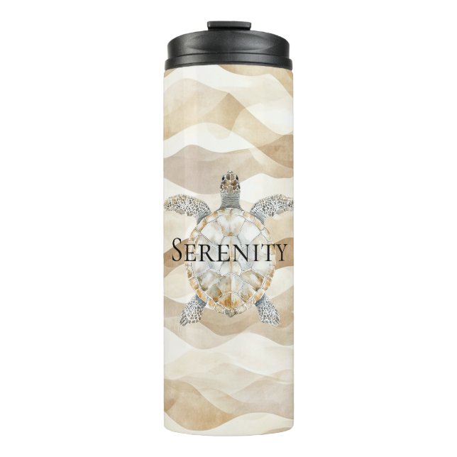 Ocean Beach Coast Sea Turtle Sand Thermal Tumbler (Front)