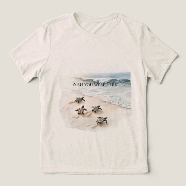 Ocean Beach Coast Sea Turtles Tri-Blend Shirt (Design Front)