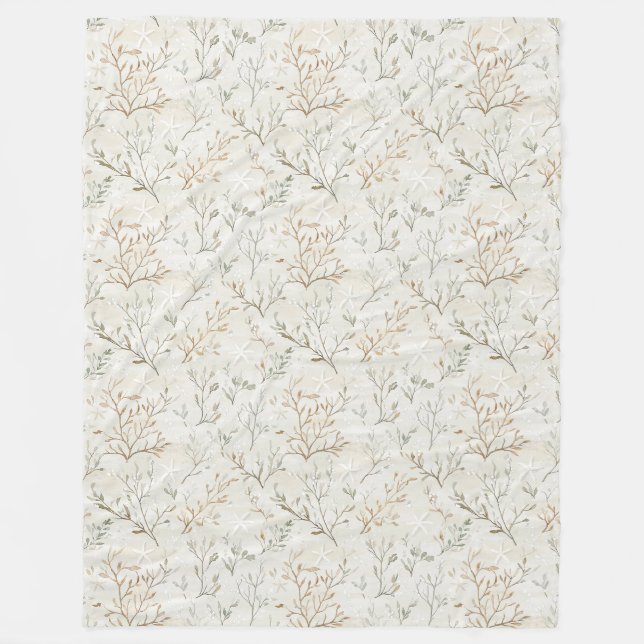 Ocean Beach Coast Starfish Birthday Fleece Blanket (Front)