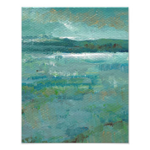 Ocean Beach Coastal Abstract Painting Photo Print