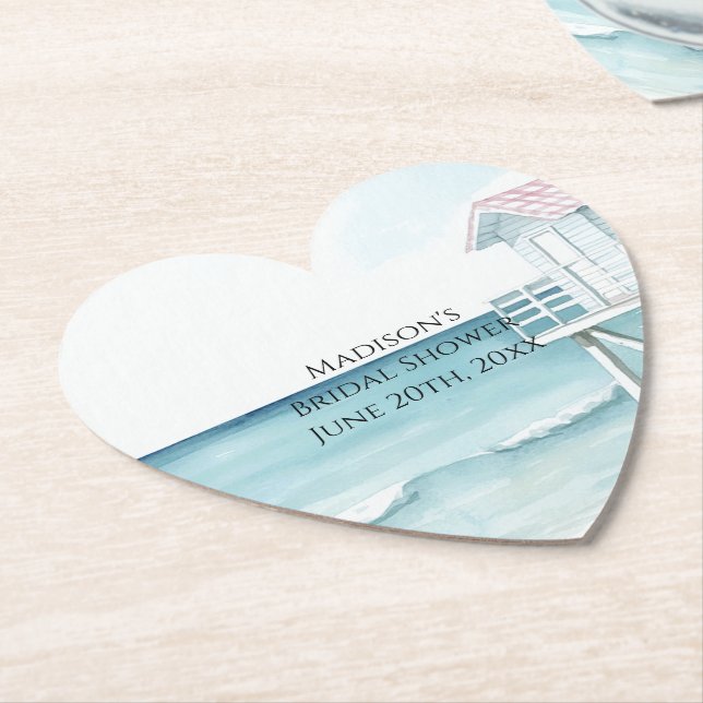 Ocean Beach Coastal Bridal Shower Paper Coaster (Angled)