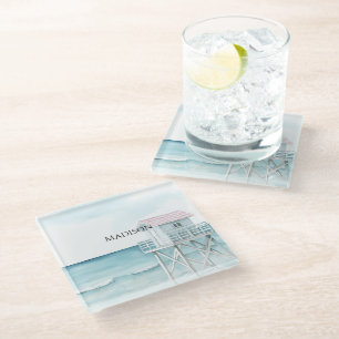 Ocean Beach Coastal Glass Coaster