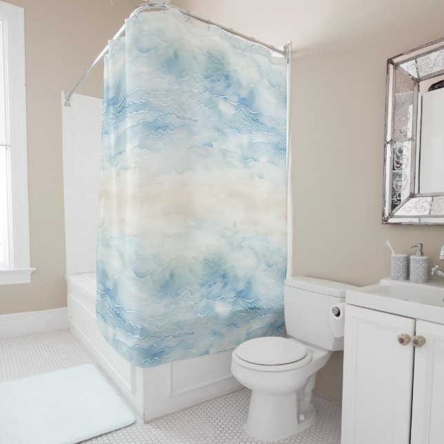 Ocean Beach Coastal   Shower Curtain (In Situ)