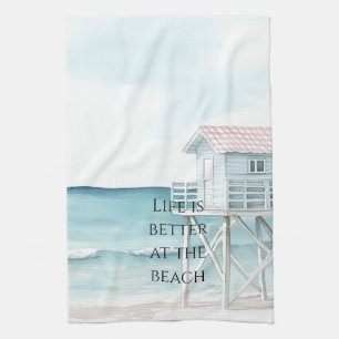 Ocean Beach Coastal Tea Towel