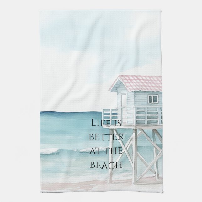 Ocean Beach Coastal   Tea Towel (Vertical)