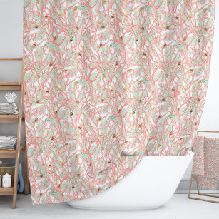Ocean Beach Coral Branches with Seashells Shower Curtain