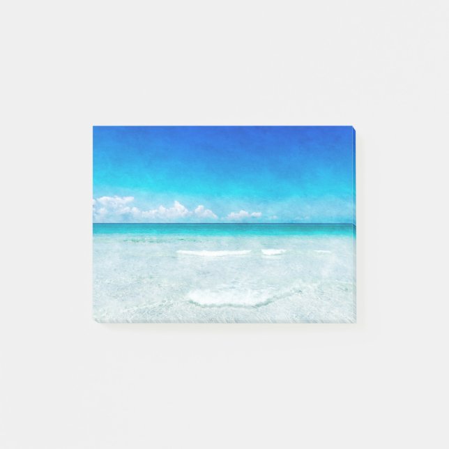 Ocean Beach Decor in Teal Aqua Turquoise Blue Post-it Notes (Front)