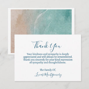 Ocean Beach Funeral Thank You, Sympathy   Card