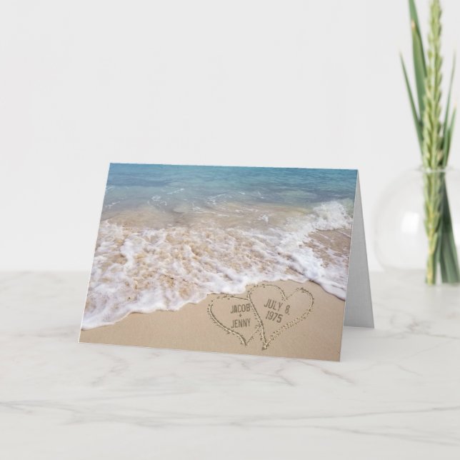 Ocean Beach Hearts anniversary Card (Front)