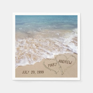 Ocean Beach Hearts anniversary Napkin