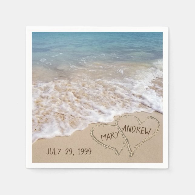Ocean Beach Hearts anniversary Napkin (Front)