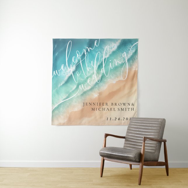 Ocean Beach Hot Party Welcome Wedding Tapestry (In Situ)