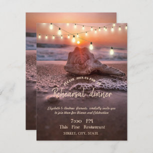 Ocean Beach, Light Seashell Rehearsal Dinner  Invitation