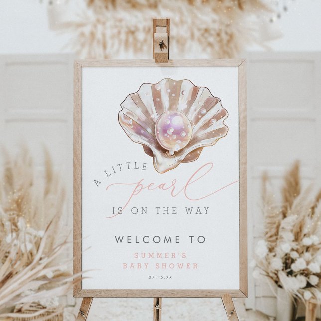 Ocean Beach Little Pearl Baby Shower Welcome Sign (Creator Uploaded)