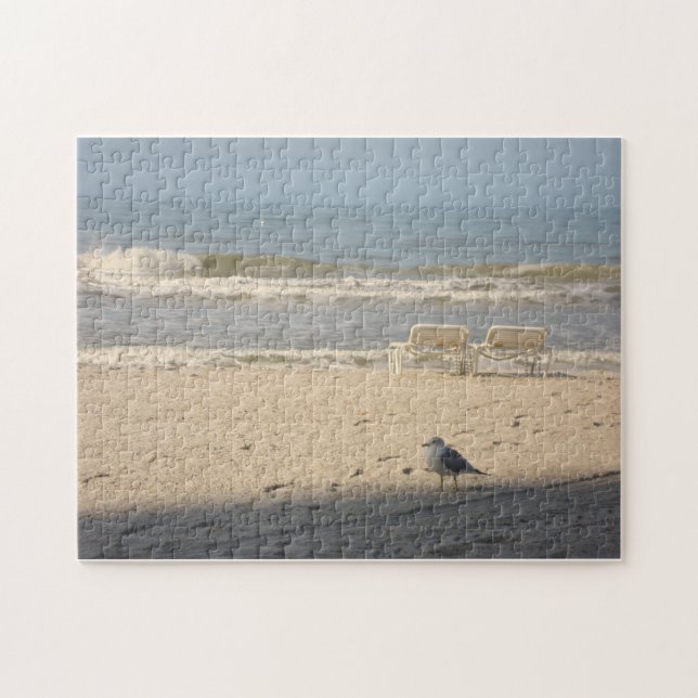 Ocean Beach Nature Photography Art Puzzle Seagull (Horizontal)