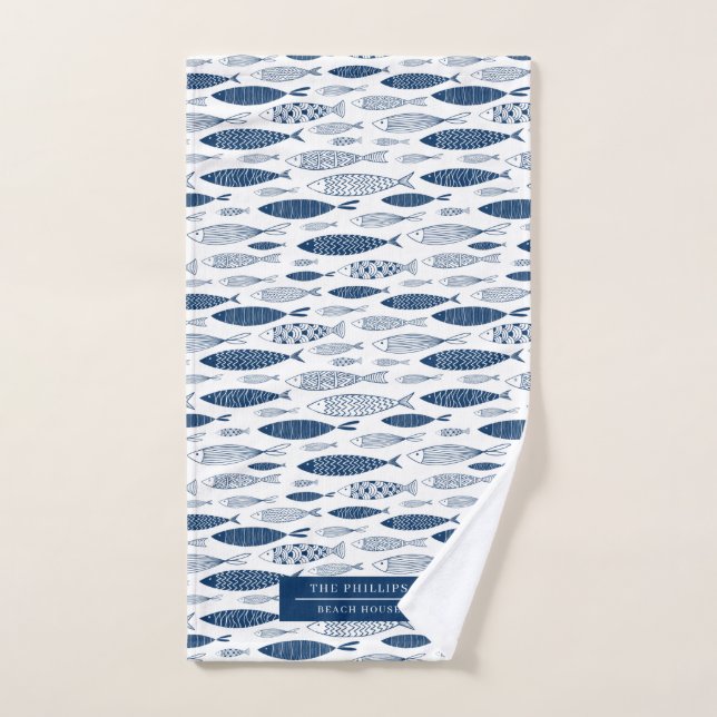 Ocean Beach Nautical Fish Pattern Hand Towel (Hand Towel)