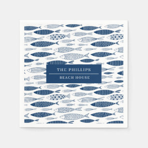 Ocean Beach Nautical Fish Pattern Napkin