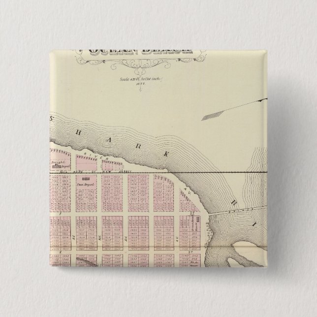 Ocean Beach, New Jersey 15 Cm Square Badge (Front)
